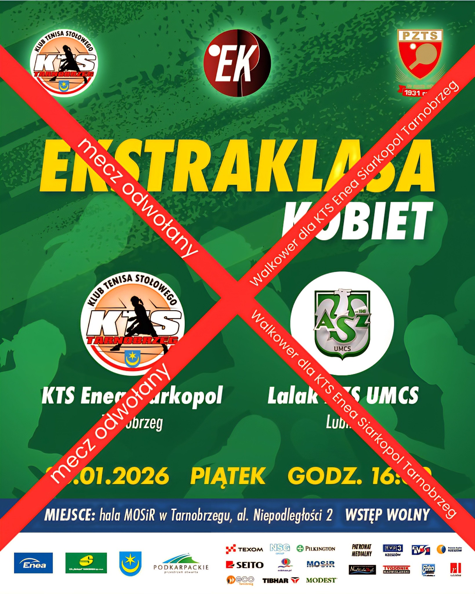 KTS Enea Siarkopol Tarnobrzeg - Lalak AZS UMCS Lublin - MECZ ODWOŁANY!